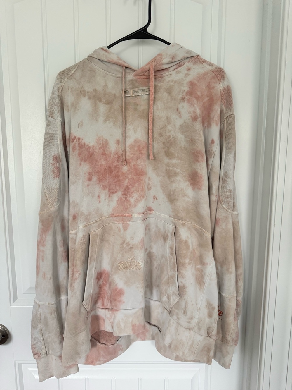 Nike Tie-Dye Hoodie in Cream and Dusty Pink